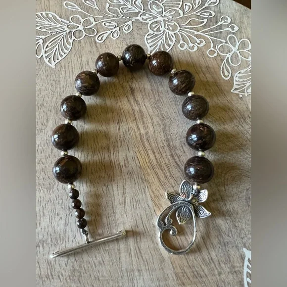 Silpada Designs Bronzite Sterling Silver Bead Bracelet - Picture 2 of 4